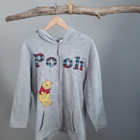 Disney Tops - POOH grey zipfront fleece 1x‎